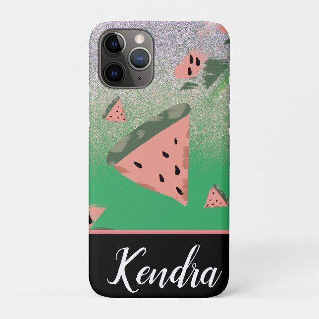 Summer Watermelon Illustration Pattern Sparkle Case-Mate iPhone Case (Back)