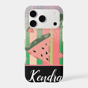 Summer Watermelon Illustration Stripes Sparkle