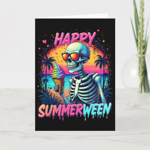 Summer Watermelon Jack-o-lantern Happy Summerween Card