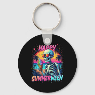 Summer Watermelon Jack-o-lantern Happy Summerween Key Ring