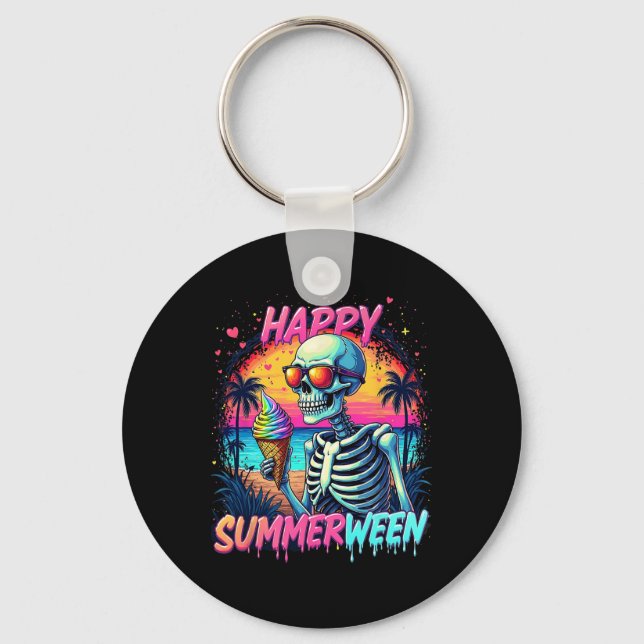 Summer Watermelon Jack-o-lantern Happy Summerween  Key Ring (Front)