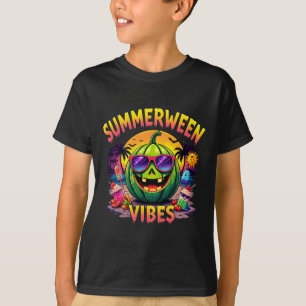Summer Watermelon Jack-o-lantern Summerween Vibes T-Shirt