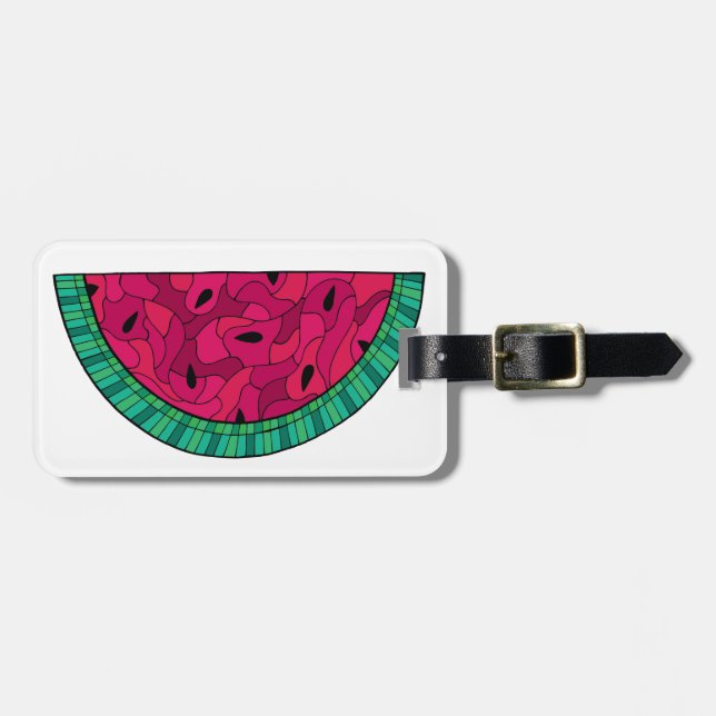 Summer Watermelon Mosaic Luggage Tag (Front Horizontal)