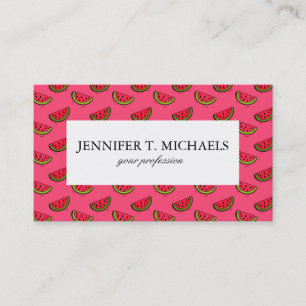 Summer Watermelon on Pink Pattern Business Card