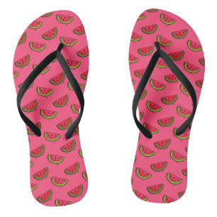 Summer Watermelon on Pink Pattern Flip Flops