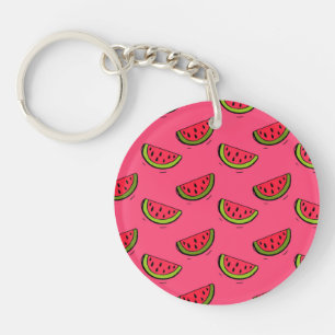 Summer Watermelon on Pink Pattern Key Ring