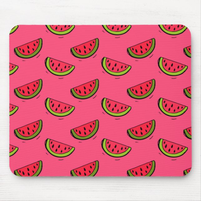 Summer Watermelon on Pink Pattern Mouse Mat (Front)