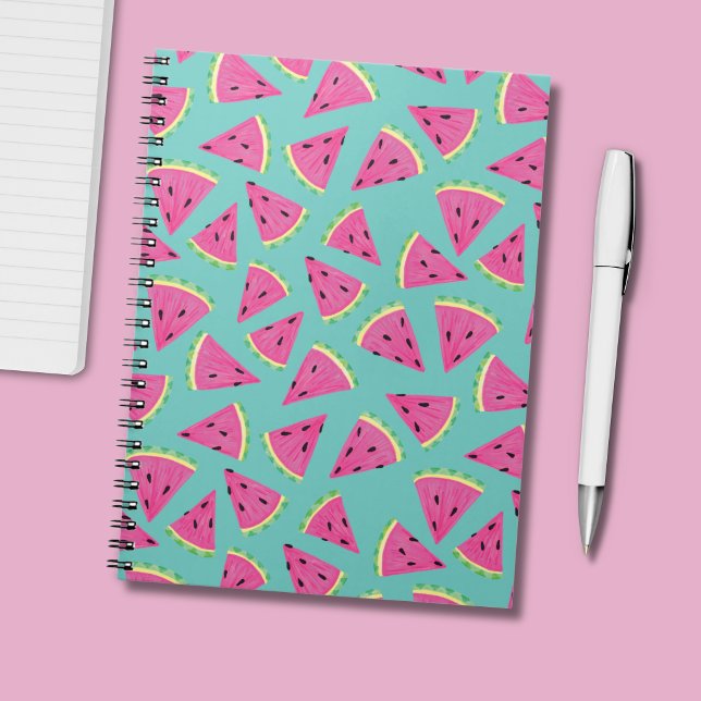 Summer Watermelon Pattern Notebook (Tropical fruit watermelon pattern turquoise notebook)