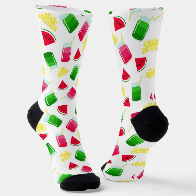 Summer Watermelon Pattern Socks (Angled)