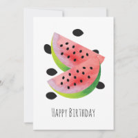 Summer Watermelon Seeds Pair Happy Birthday Card