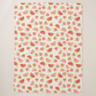 Summer Watermelon Slices & Gold Heart Pattern Sherpa Blanket