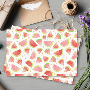 Summer Watermelon Slices & Gold Heart Pattern Tissue Paper
