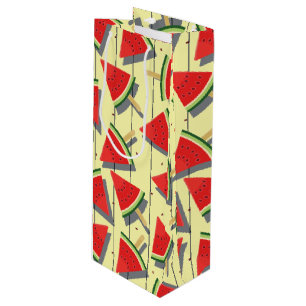 Summer Watermelon Slices Pattern, Red and Green Wine Gift Bag