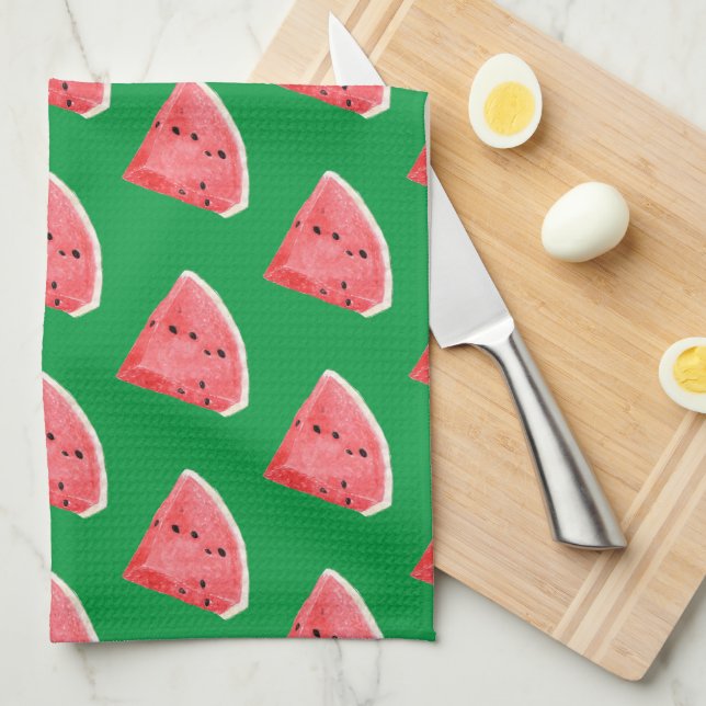 Summer Watermelon Slices Pattern  Tea Towel (Quarter Fold)