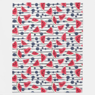 Summer Watermelon Stripes Fleece Blanket