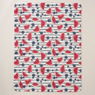 Summer Watermelon Stripes Sherpa Blanket