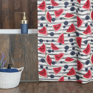 Summer Watermelon Stripes Shower Curtain