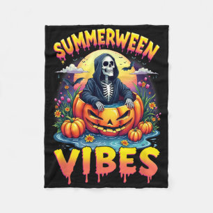 Summer Watermelon Summerween Vibes Skeleton Jack-o Fleece Blanket