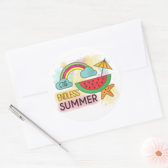 Summer Watermelon Sunshine Rainbow Sticker (Envelope)
