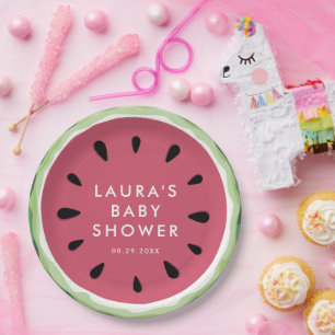 Summer Watermelon Sweet Little Baby Shower Paper Plate