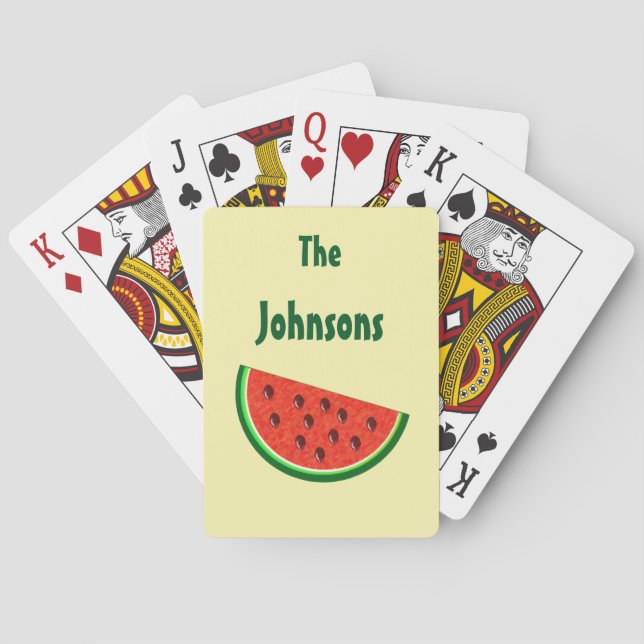 Summer Watermelon Yellow Playing Cards (Back)