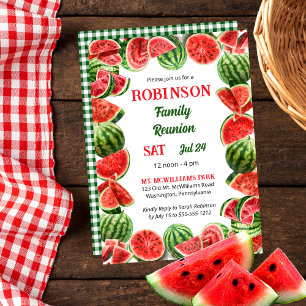 Summer Watermelons Frame Checks Family Reunion Invitation
