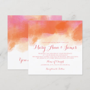 Summer Wedding Blush Pink Coral Watercolor Invitation