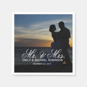 Summer wedding bride and groom photo napkin