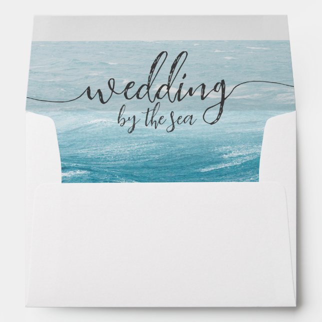 Summer wedding by the blue wavy sea ombre ocean envelope (Back (Bottom))