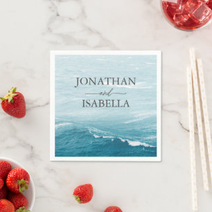 Summer wedding by the blue wavy sea ombre ocean napkin