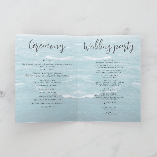 Summer wedding by the blue wavy sea ombre ocean programme (Inside)