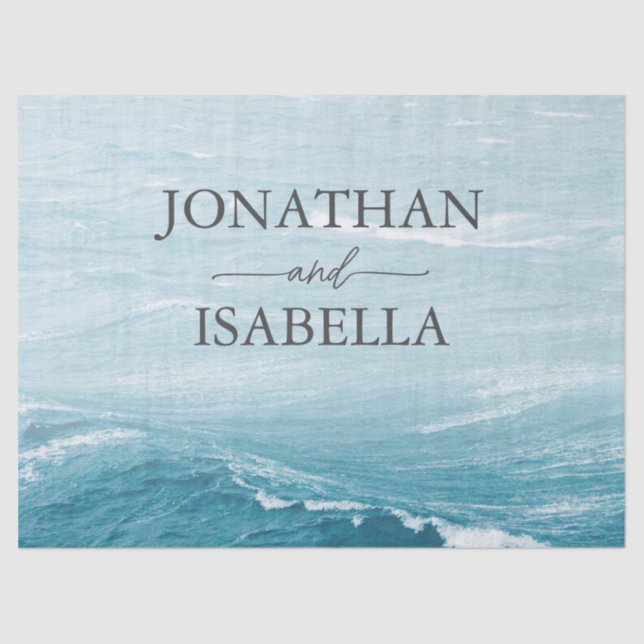 Summer wedding by the blue wavy sea ombre ocean tissue paper (Front)