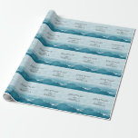 Summer wedding by the blue wavy sea ombre ocean wrapping paper<br><div class="desc">Summer wedding by the blue wavy sea ombre ocean. Landscape photograph of a beautiful deep blue waves at the ocean with white foam on top.  Ombre from deep blue to light white blue. Custom personalised summer wedding by the sea.</div>