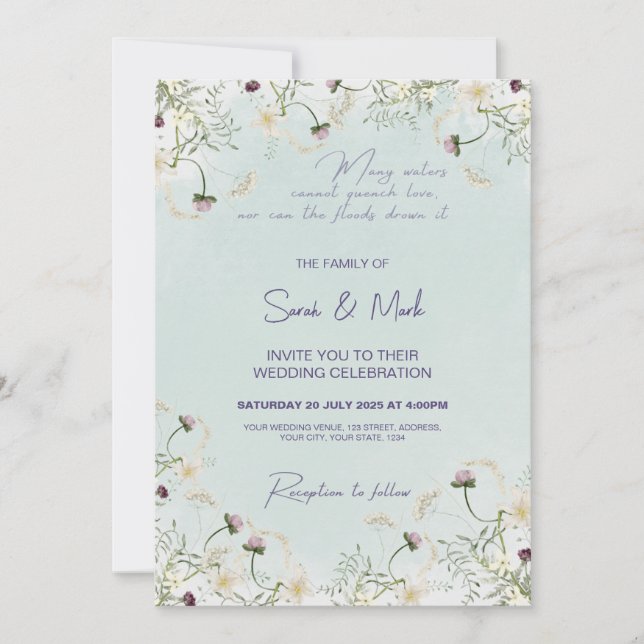 Summer Wedding Invitation: Floral, Song of Solomon Invitation (Front)