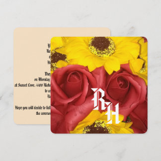 Summer wedding invitation roses sunflower photo