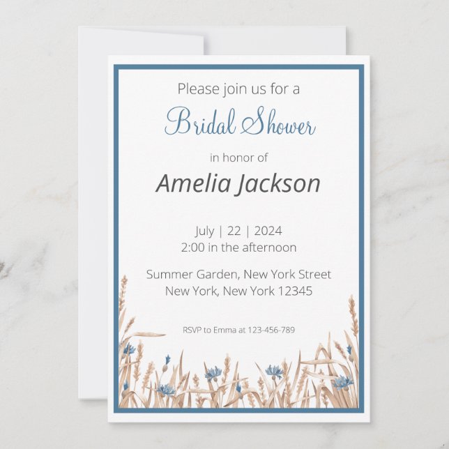 Summer Wedding Minimalist Bridal Shower Invitation (Front)