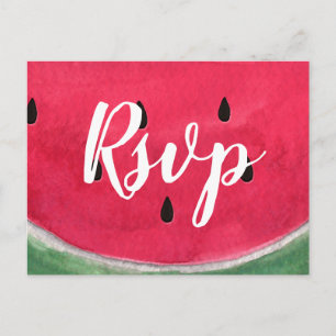 Summer Wedding RSVP Postcards With Watermelon