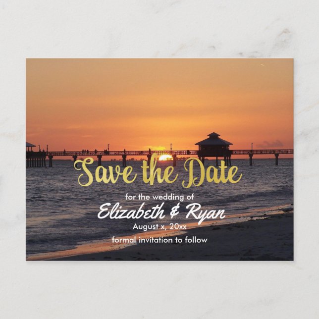 Summer Wedding, Save the Date, Beach, Custom Announcement Postcard (Front)