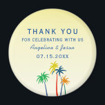 Summer Wedding Thank You Favor Magnet<br><div class="desc">Simple,  unique,  colorful palm trees sketch,  in combination with calm yellow ombre background.
Modern,  tropical,  exotic summer wedding thank you magnet.</div>