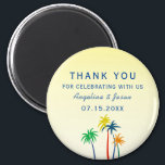 Summer Wedding Thank You Favor Magnet<br><div class="desc">Simple,  unique,  colorful palm trees sketch,  in combination with calm yellow ombre background.
Modern,  tropical,  exotic summer wedding thank you magnet.</div>