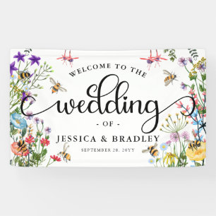 Summer Wedding Wildflower & BumbleBee Banner