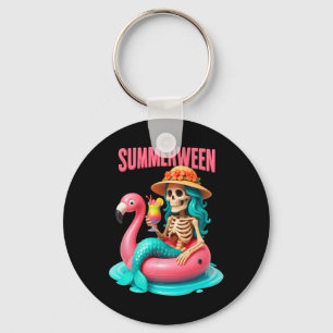 Summer-ween Mermaid Skeleton Flamingo Halloween Be Key Ring