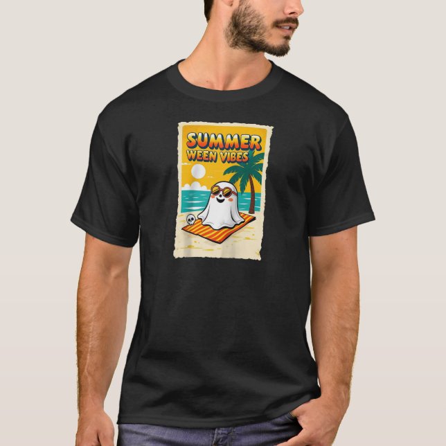 Summer Ween Vibes Ghost Beach Fun Halloween TeeSum T-Shirt (Front)