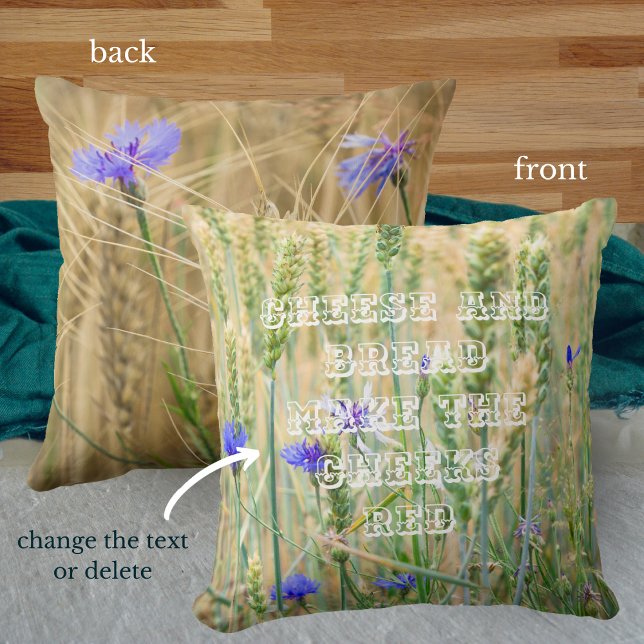Summer wheat field with blue cornflowers  cushion (Creator Uploaded)