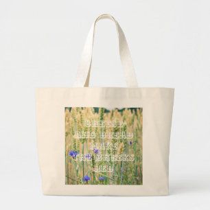 Summer wheat field with cornflowers large tote bag