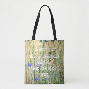 Summer wheat field with cornflowers tote bag