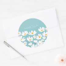 Summer White Cosmos Flowers Custom Name