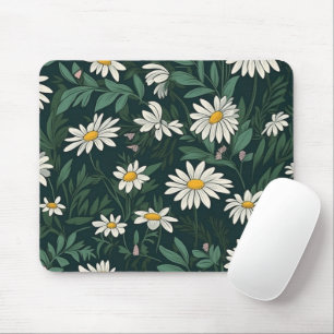 Summer White Daisy Meadow Mouse Mat