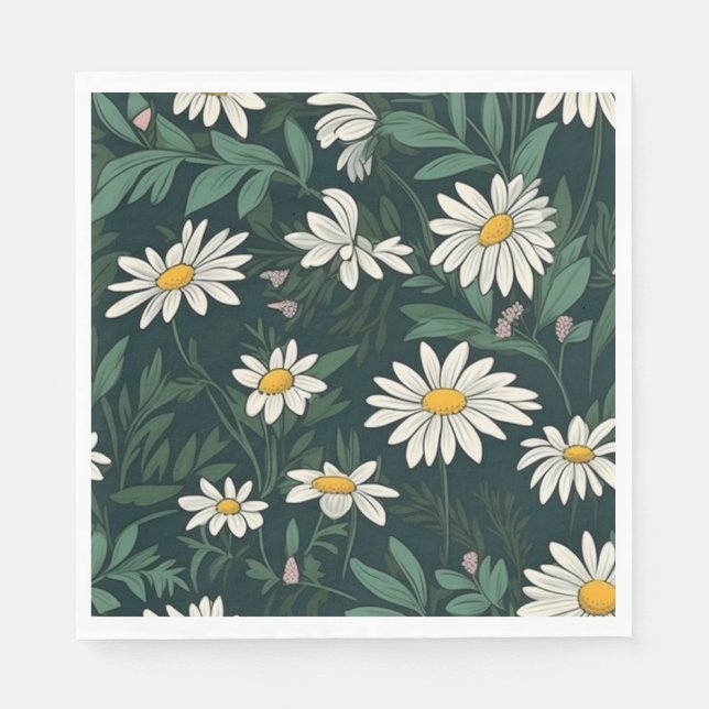 Summer White Daisy Meadow Napkin (Front)