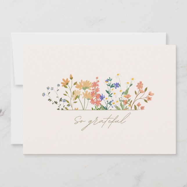Summer Widlflower Boho Wedding Thank You  Card (Front)